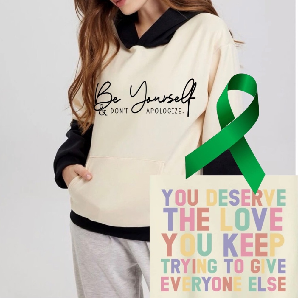 Be Yourself Mental Health graphic oversized pullover hoodie sweatshirt medium